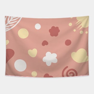 Pink Feather Heart Radom Cute Pattern Tapestry