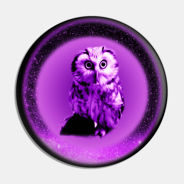 Purple Pygmy Galaxy Space Owl Pin by XanderWitch Creative