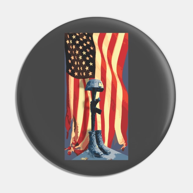 Fallen Soldier with Flag Pin by Northofthepines