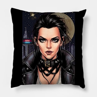 Punk Lady on the City Lights Pillow