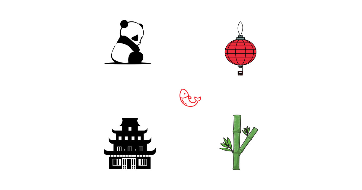 Five Pack Chinese Inspired Chinese Sticker Teepublic 9345