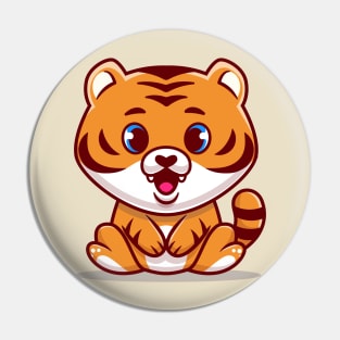 Cute Baby Tiger Sitting Cartoon Pin