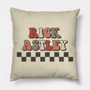 Rick Astley Checkered Retro Groovy Style Pillow