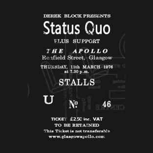 Status Quo 11th of March 1976 Glasgow Apollo UK Tour Ticket Repro T-Shirt