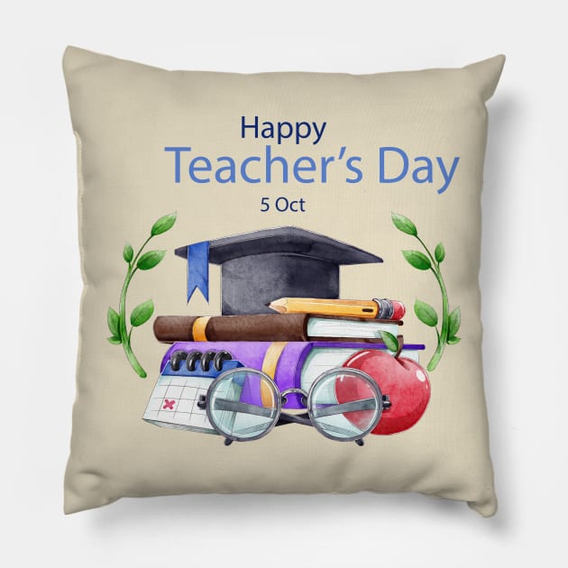 Teacher Day Pillow by Mako Design 