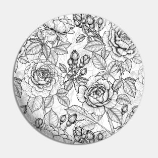 Roses on black and white Pin