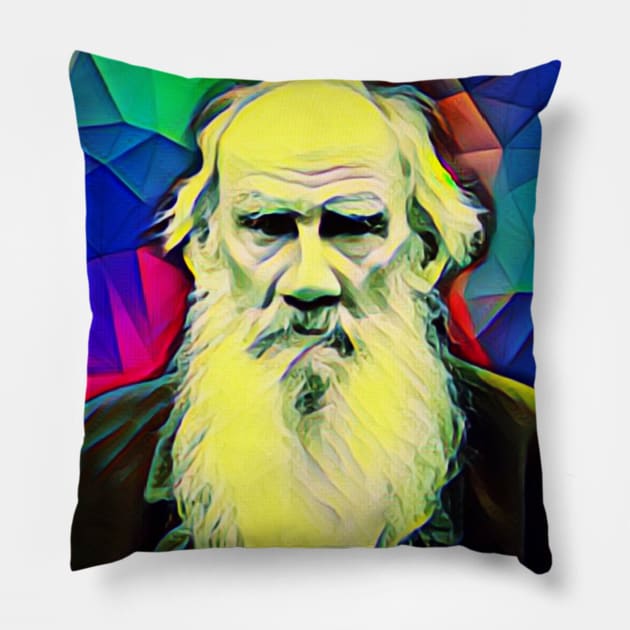 Leo Tolstoy Colourful Portrait | Leo Tolstoy Artwork 7 Pillow by JustLit