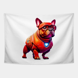 Frenchie in Futuristic Canine Armor Tapestry