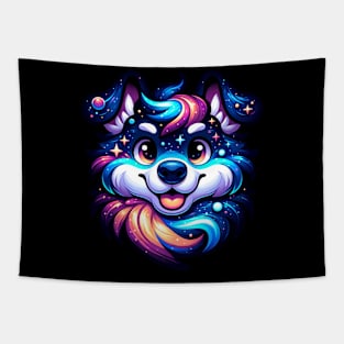 Bright Colorful Dog Face Dog Lover Tapestry