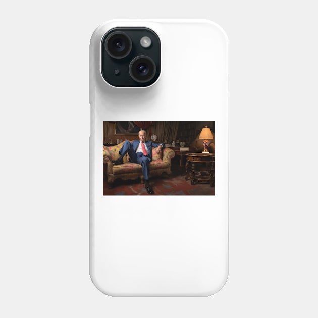 Joe Biden sitting on couch Phone Case by Maverick Media