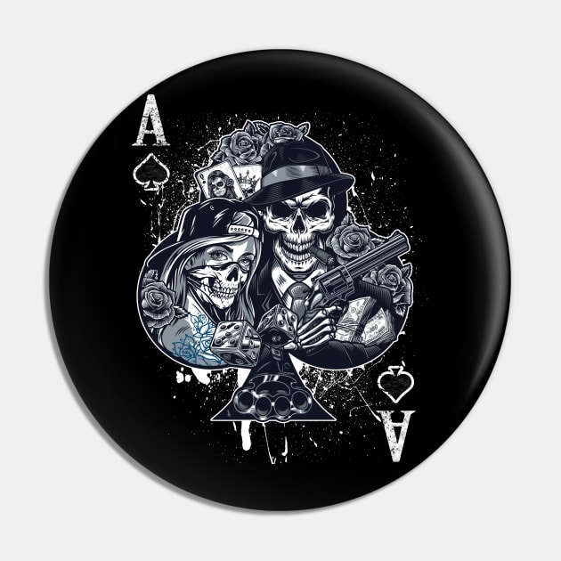 Ace Of Spades Gangsta Style Texas Holdem Poker Pin by printjobz