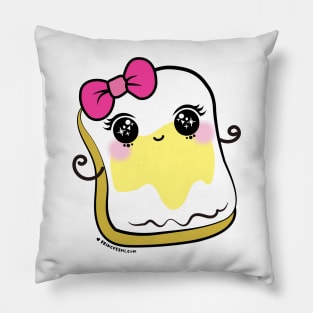 bread and butter cartoon, cute kawaii illustration Pillow