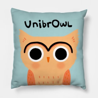 UnibrOwl Funny Cute Owl with Unibrow Pillow