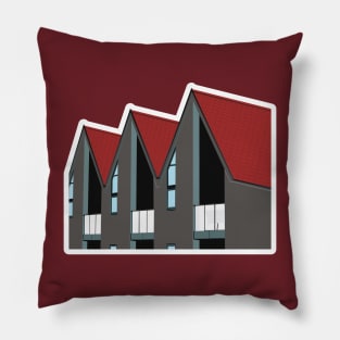 Houses in flat style illustration. Symbol of construction. Flat design of retro and modern building houses logo vector illustration. Pillow