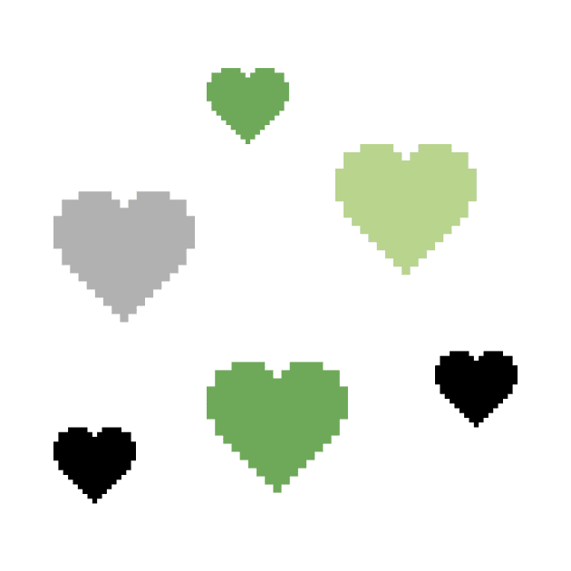 Aromantic Pride Hearts Pixel Art by christinegames