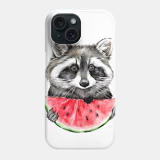 raccoon and watermelon Phone Case