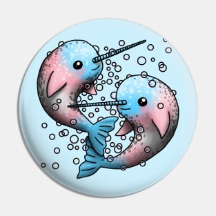 Trans Narwhals Pin