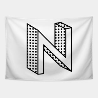 3D Ben Day Dot Isometric Letter N Tapestry