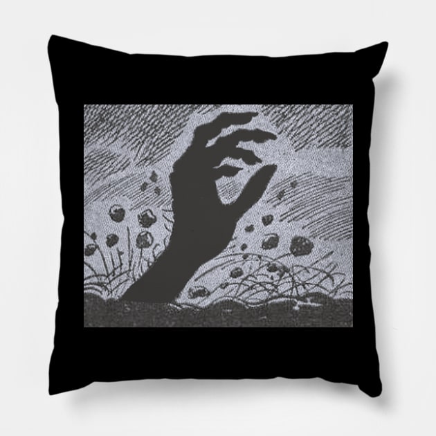 Hand rising from the grave Pillow by Comic Dzyns