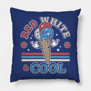 Red White and Cool - Patriotic Ice Cream - Funny 4th of July Pillow