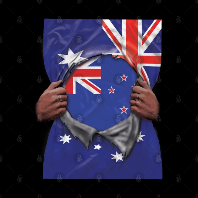 New Zealand Flag Australian Flag Ripped - Gift for New Zealander From New Zealand by Country Flags