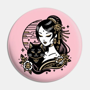 Chinese Woman Cat Pin