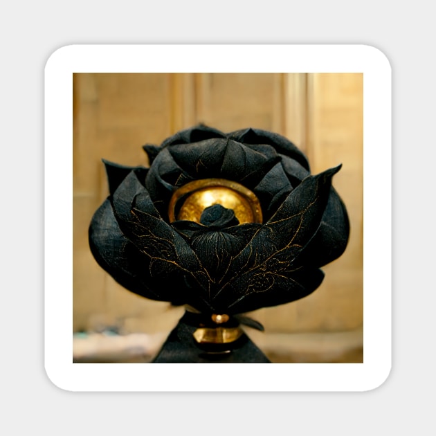 Black Gilded Rose Gothic Romance Magnet by Moon Art