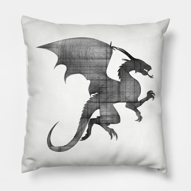 Dragon Sketch 2 Pillow by AlondraHanley