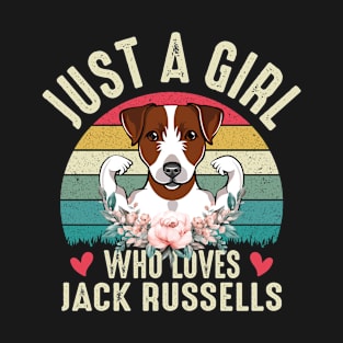 Just A Girl Who Loves Jack Russells Cute Jake Russell Puppy Dog Lover Gift Funny Birthday Christmas Present T-Shirt