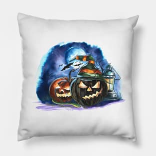 Pumpkin Scary Halloween background Pillow