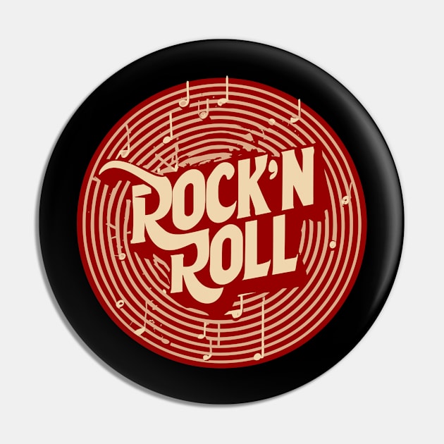 Rock n Roll round logo Pin by Kingrocker Clothing