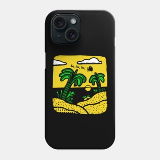 Palm tree beach sunset with santa's sled Phone Case