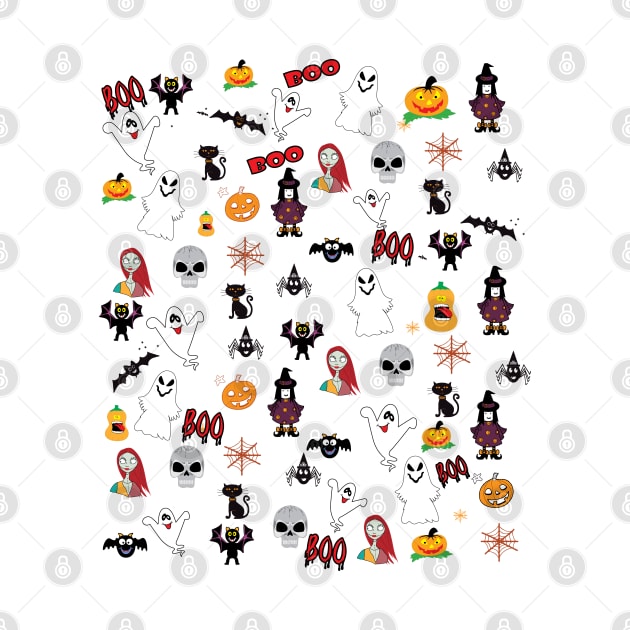 jack skellington  at Halloween bats and pumpkins pattern by Ahmed1973