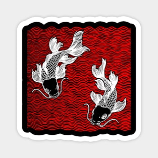 Double Koi Fish Great Wave Tattoo Magnet