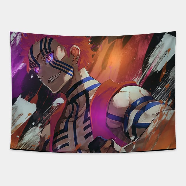 Demon Akaza Tapestry by Valoka