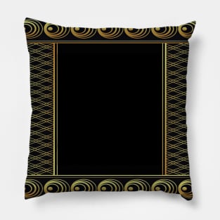 Vintage Retro black and gold  art deco pattern Pillow
