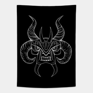 Devil Mask White Lines Tapestry