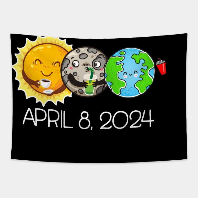 Funny Total Solar Eclipse April 8 2024 Moon Astronomy Space Tapestry by inksplashcreations