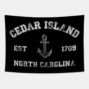 Cedar Island, North Carolina Vintage Nautical Anchor Retro Tapestry