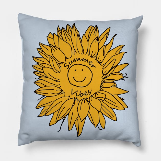 Yellow Summer Vibes Sunflowers Pillow by ellenhenryart