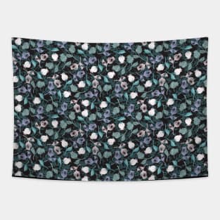 Romantic Tulip Night Garden floral pattern black ver Tapestry