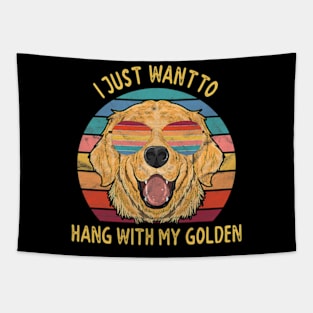 I Just Want To Hang Out With My Golden Retriever Dogs Tapestry