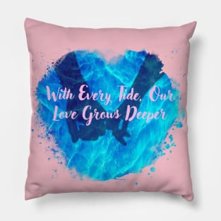 Sapphire Water Heart with Love Quote Pillow