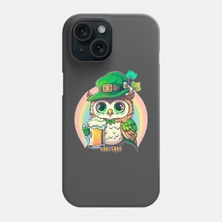 Saint Patrick's day owl holding a beer with PRIDE colors :) Phone Case