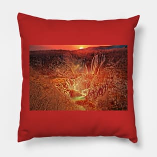 Waterfalls. Plitvice Lakes National Park. Croatia Pillow