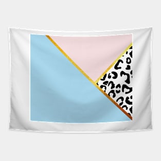 Abstract black and white leopard print, color blocking blue Tapestry