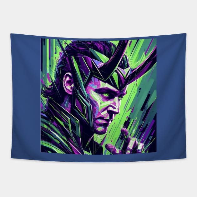 Loki in Stained Glass Tapestry by Delulu Designs