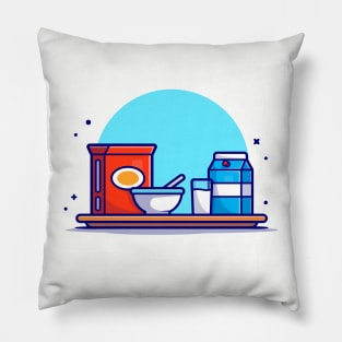 Breakfast Time Cartoon Vector Icon Illustration Pillow