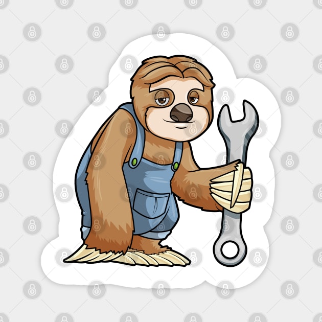 Sloth as Craftsman with Wrench Magnet by Markus Schnabel