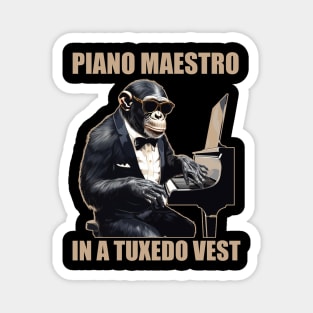 Chimpanzee Chimp Piano Maestro In A Tuxedo Vest Funny Magnet